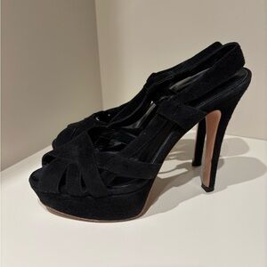 Gianvito Rossi platform pumps heals strappy suede black 36 1/2 slingback